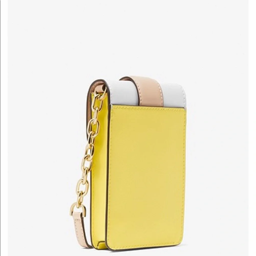 MICHAEL KORS Carmen Small Color-Block Faux Leather Phone Crossbody Bag
